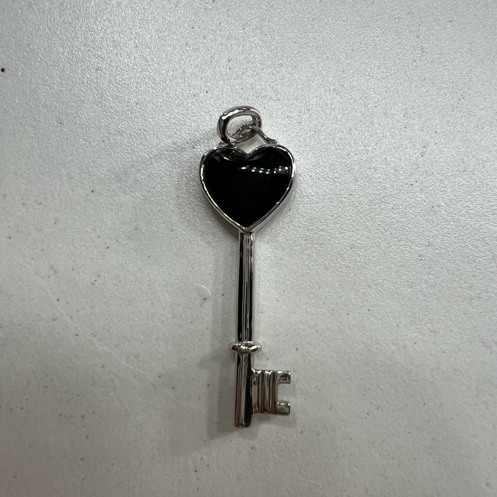Silver and Black Heart Key Pendant